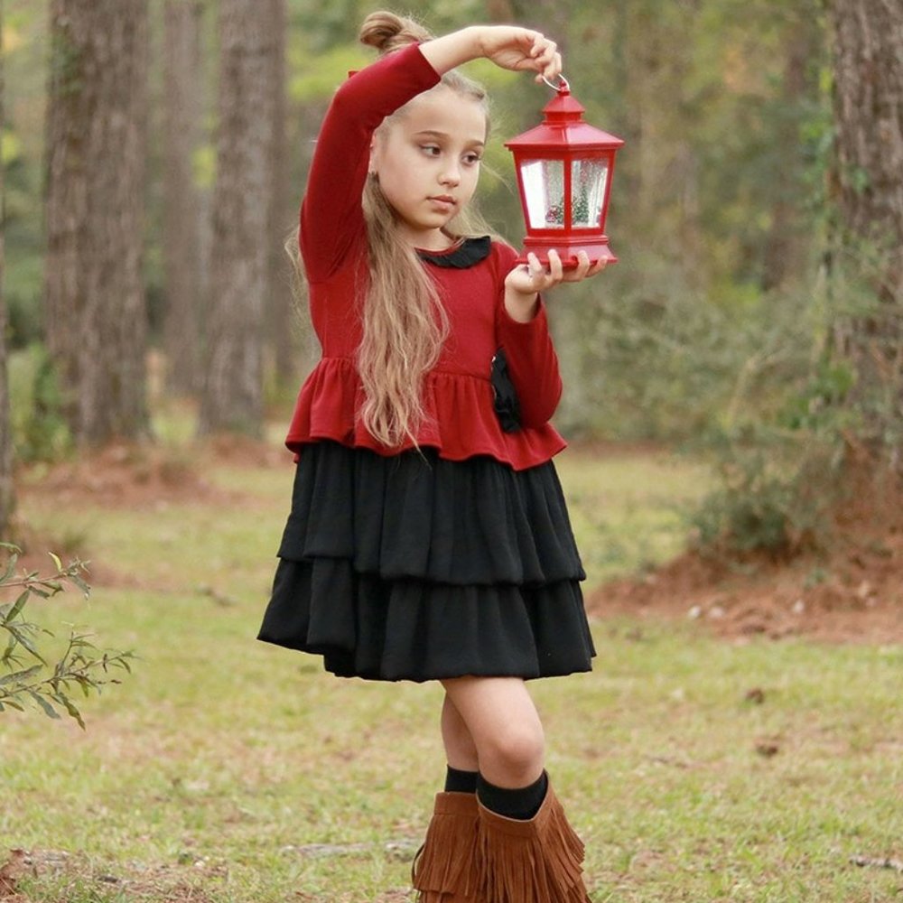 Sissy Mini Los Angeles: Fit and Flare Baby Doll Ruffled Peplum Dress in 2T to 8